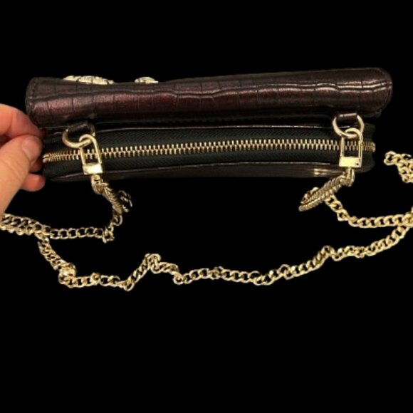 ✨ Kate Landry Burgundy Croc-Embossed Crossbody / Wallet-on-Chain ✨ - Picture 5 of 13